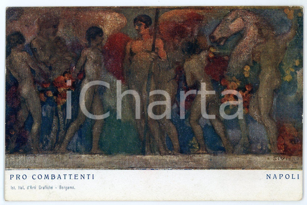 1916 WW1 Pro Combattenti NAPOLI Illustrazione di SIVIERO Cartolina ILLUSTRATA FP  Cartolina d'epoca, non viaggiata.CONDIZIONI: FAIR (smussature agli angoli)FORMATO: FP    originale e autentica 1