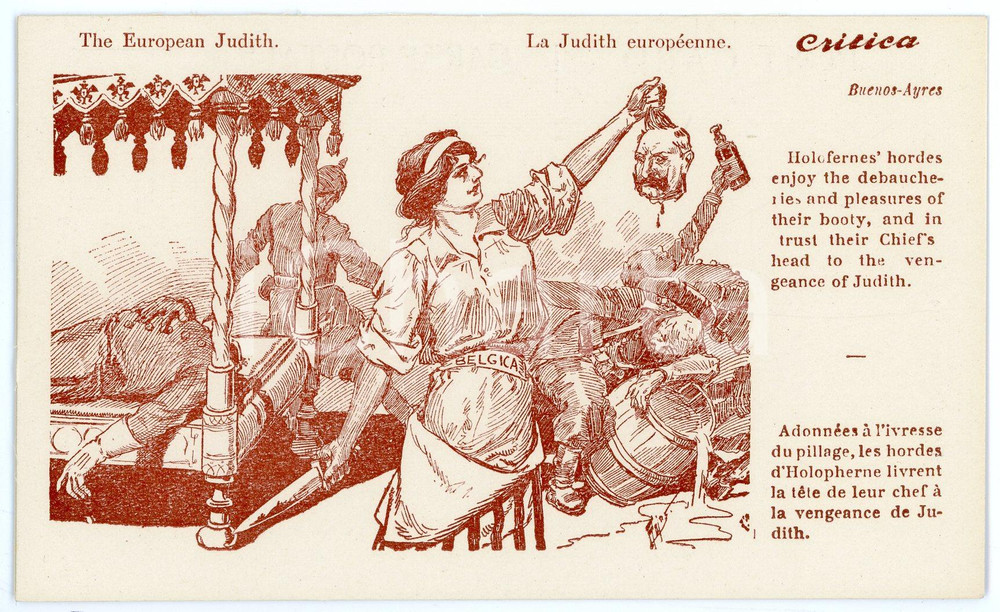 1920 ca BUENOS AIRES - CRITICA The European Judith - Postcard FP NV  Cartolina postale d'epoca, non viaggiata.CONDIZIONI: FAIRFORMATO: FP    originale e autentica 1