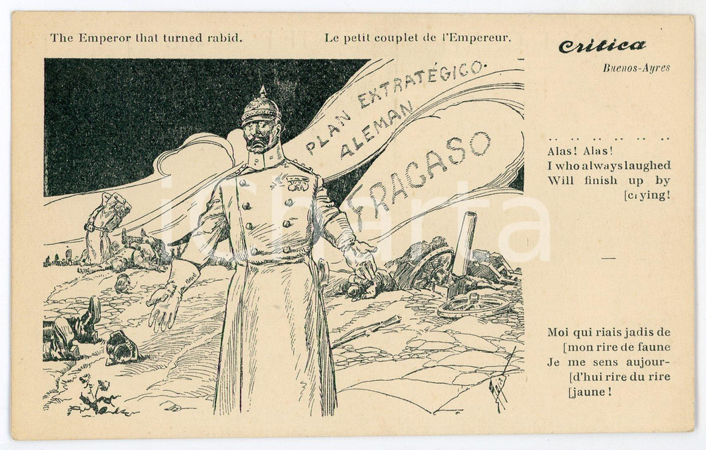 1920 ca BUENOS AIRES - CRITICA The Emperor that turned rabid - Postcard FP NV  Cartolina postale d'epoca, non viaggiata.CONDIZIONI: FAIRFORMATO: FP    originale e autentica 1