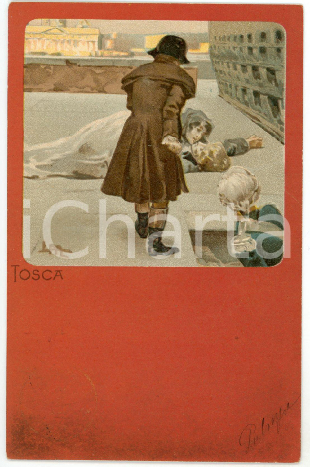 1902 ART DECO TOSCA (G. Puccini) Opera lirica - ill. A. HOHENSTEIN *Cartolina  Cartolina postale d'epoca, viaggiata.CONDIZIONI: GFORMATO: FP    originale e autentica 1
