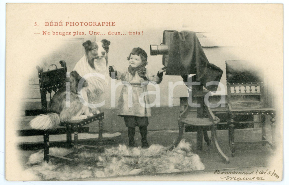 1903 FRANCE ENFANTS Bébé photographe - Ne bougez plus *Carte postale n° 5  Cartolina postale d'epoca, viaggiata.CONDIZIONI: GFORMATO: FP    originale e autentica 1