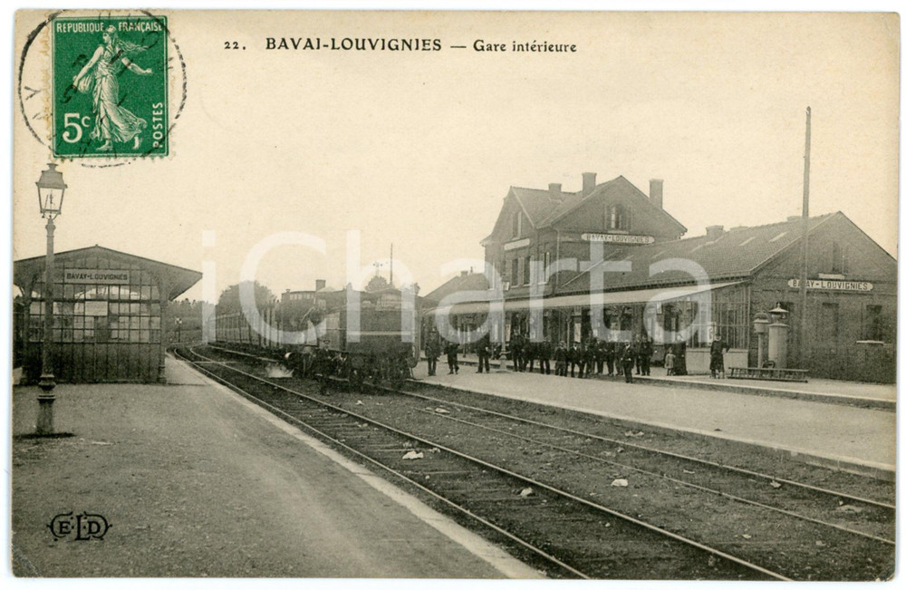 1910 ca BAVAI-LOUVIGNIES (FRANCE) Gare intérieure - Carte postale ANIMEE train  Cartolina postale d'epoca, viaggiata, che ritrae la stazione dell'attuale Bavay.CONDIZIONI: G FORMATO: FP    originale e autentica 1