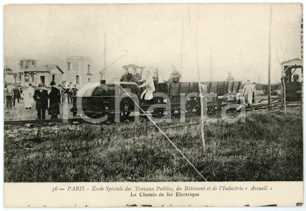 1910 ca PARIS Ecole Spéciale Travaux Publics ARCUEIL - Chemin de fer électrique  Cartolina postale d'epoca, animata, non viaggiata.CONDIZIONI: G FORMATO: FP    originale e autentica 1
