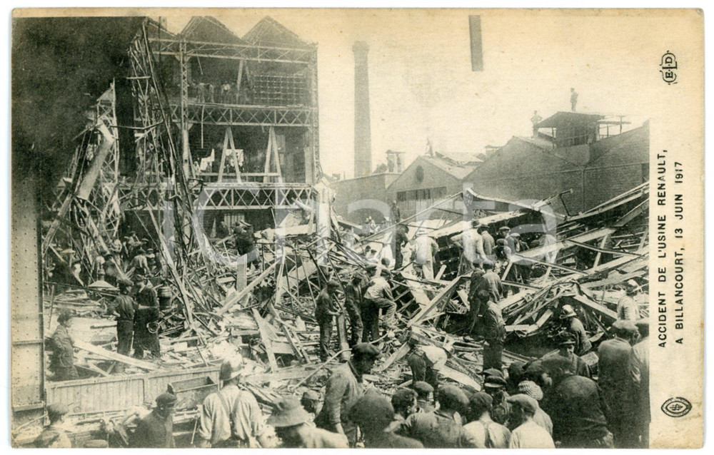 1917 BILLANCOURT (FRANCE) Accident à l'Usine RENAULT - Carte postale ANIMEE  Cartolina postale d'epoca, scritta ma non viaggiata.CONDIZIONI: G FORMATO: FP    originale e autentica 1