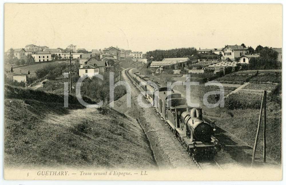 1910 ca GUETHARY (PAYS BASQUE) Train venant d'Espagne - Carte postale  Cartolina postale d'epoca, viaggiata.CONDIZIONI: G FORMATO: FP    originale e autentica 1