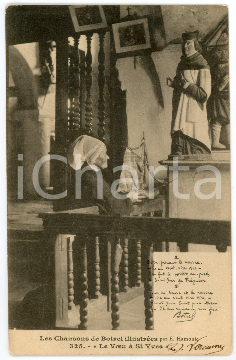 1905 Les chansons de BOTREL illustrées - Le Voeu à St. Yves - Carte postale FP  Cartolina postale d'epoca, viaggiata. FAIR/discreto Lievi smussature agli angoli Formato: FP originale e autentica 1