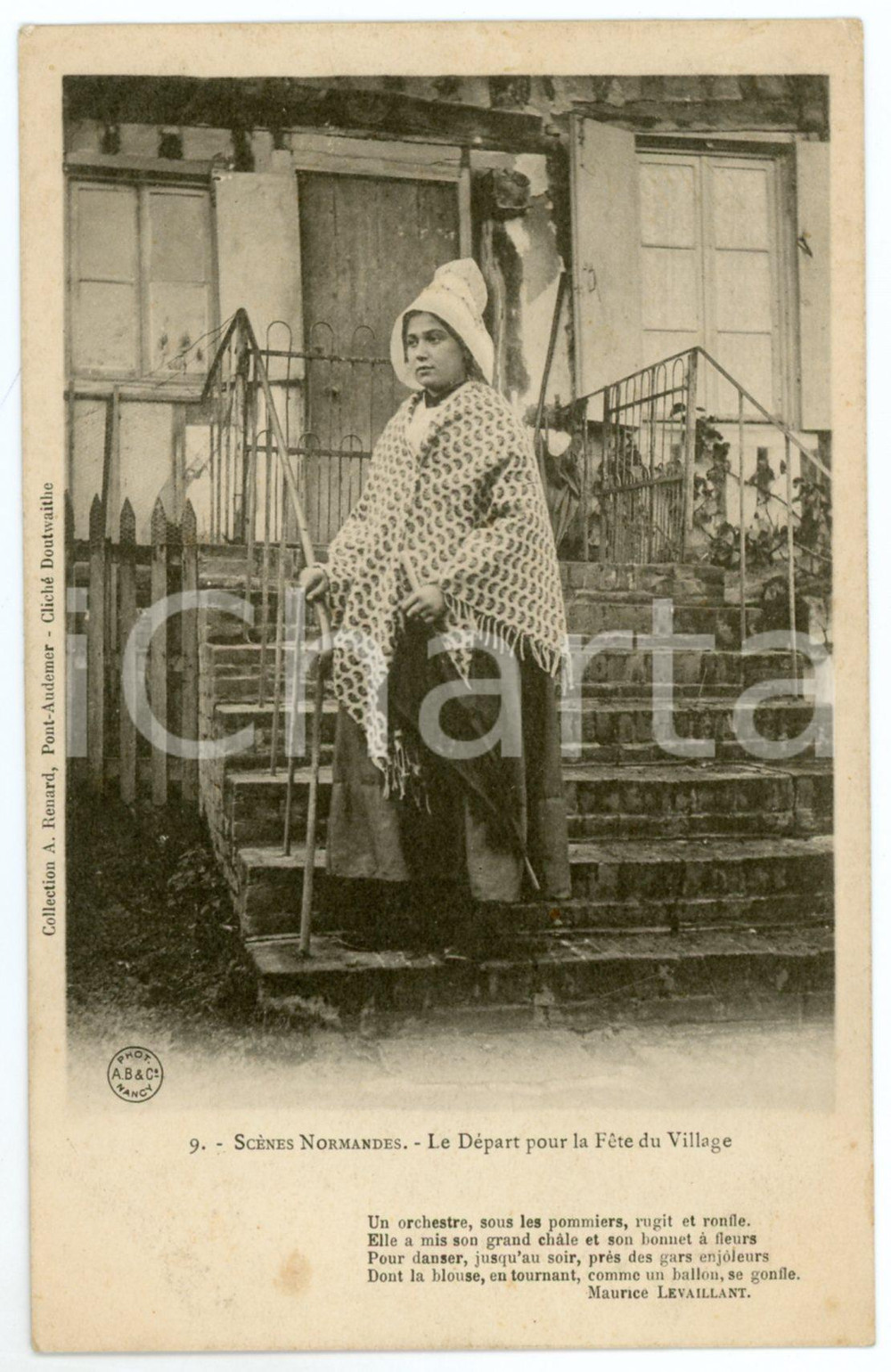 Cartolina originale da collezione 1900 ca NORMANDIE ScÃ¨nes normandes DÃ©part pour la FÃªte du village Carte postale 1