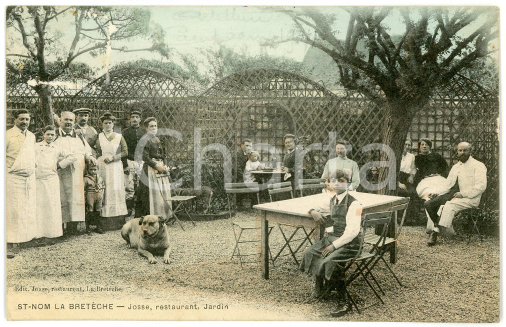 1914 SAINT-NOM-LA-BRETECHE Josse, restaurant, jardin - Carte postale ANIMEE CPA  Cartolina postale d'epoca, scritta ma non viaggiata.CONDIZIONI: P (residui cartacei al lato superiore)FORMATO: FP    originale e autentica 1