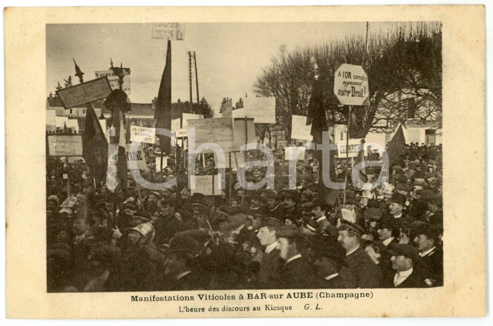 1911 BAR-SUR-AUBE (FRANCE) Manifestations viticoles - Discours au Kiosque  Cartolina postale d'epoca, non viaggiata.CONDIZIONI: G FORMATO: FP    originale e autentica 1
