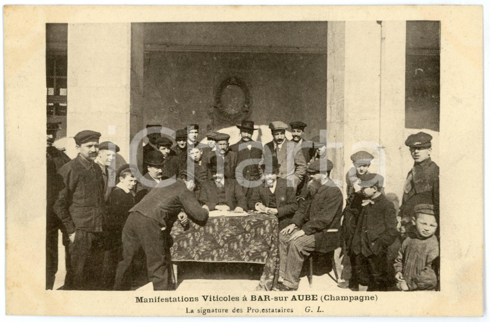 1911 BAR-SUR-AUBE (FRANCE) Manifestations viticoles - Signature protestataires  Cartolina postale d'epoca, non viaggiata.CONDIZIONI: G FORMATO: FP    originale e autentica 1