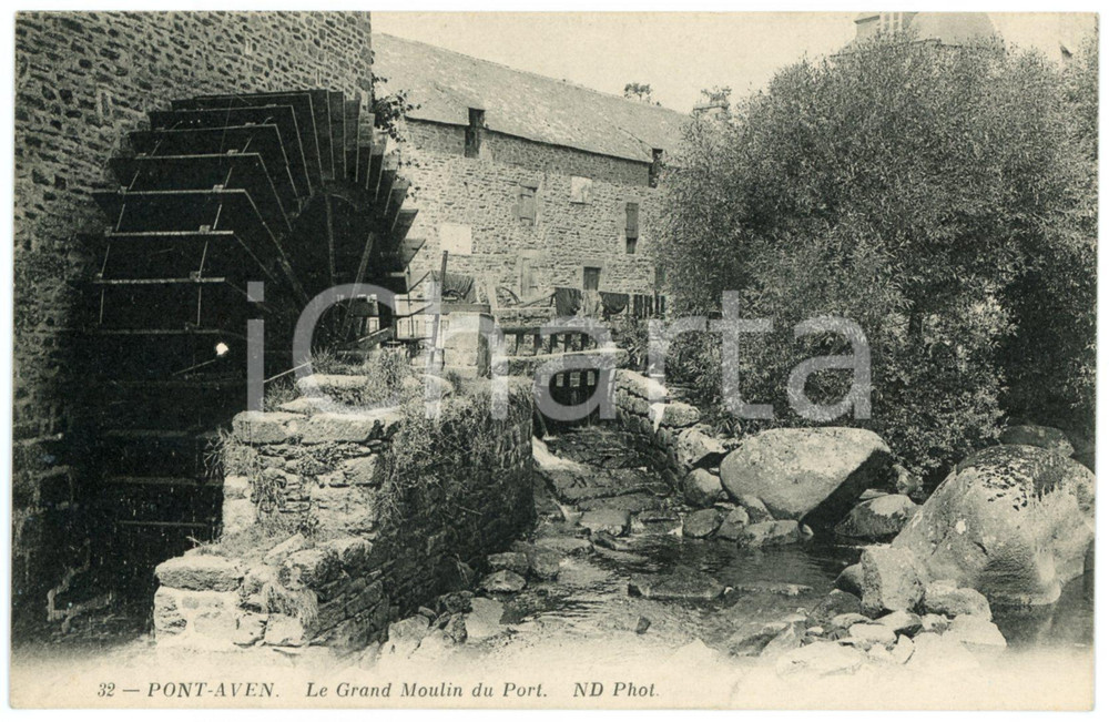1910 ca PONT-AVEN (FRANCE) Le Grand Moulin du Port - Carte postale CPA  Cartolina postale d'epoca, scritta ma non viaggiata.CONDIZIONI: VP (piegature evidenti; mancanza angolare; ingiallimenti)FORMATO: FP    originale e autentica 1