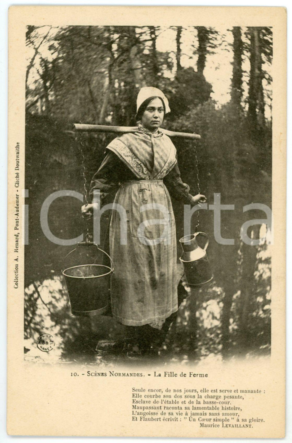 1900 ca NORMANDIE Scènes normandes - La fille de ferme - Carte postale FP NV  Cartolina d'epoca, non viaggiata. FAIR/discreto Lievi smussature agli angoli Formato: FP originale e autentica 1