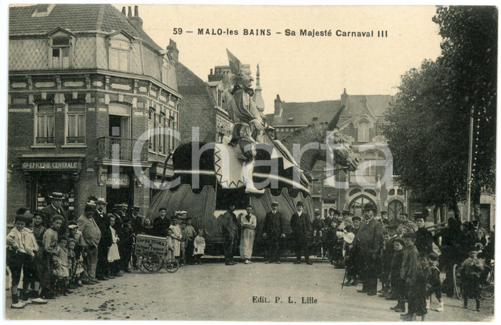 1910 ca MALO-LES-BAINS Sa Majesté Carnaval III - Carte postale FP NV  Cartolina d'epoca, non viaggiata. FAIR/discreto Lievi smussature agli angoli Formato: FP originale e autentica 1