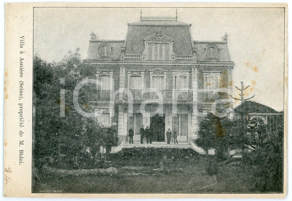 1907 ASNIÈRE Villa appartenant à Jean Baptiste François BIDEL Postcard FP VG  Cartolina postale, viaggiata. FAIR/discreto Smussature e piegature agli angoli Formato: FP originale e autentica 1