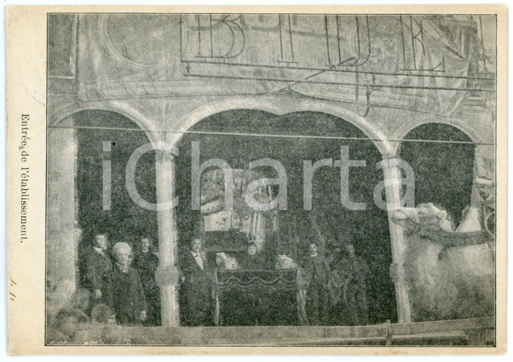1907 BRUXELLES Entrée de établissement de Jean Baptiste François BIDEL Postcard  Cartolina postale, viaggiata. POOR/danneggiato Smussature e piegature agli angoli, gualciture diffuse Formato: FP originale e autentica 1