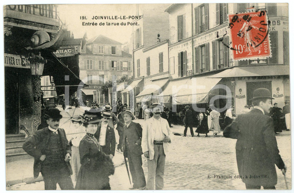 1910  JOINVILLE-LE-PONT (FRANCE) Entrée de la rue du Pont - Carte postale FP VG Cartolina d'epoca, non viaggiata ma con nota manoscritta.  FAIR/discreto Lievi smussature agli angoli Formato: FG originale e autentica 1