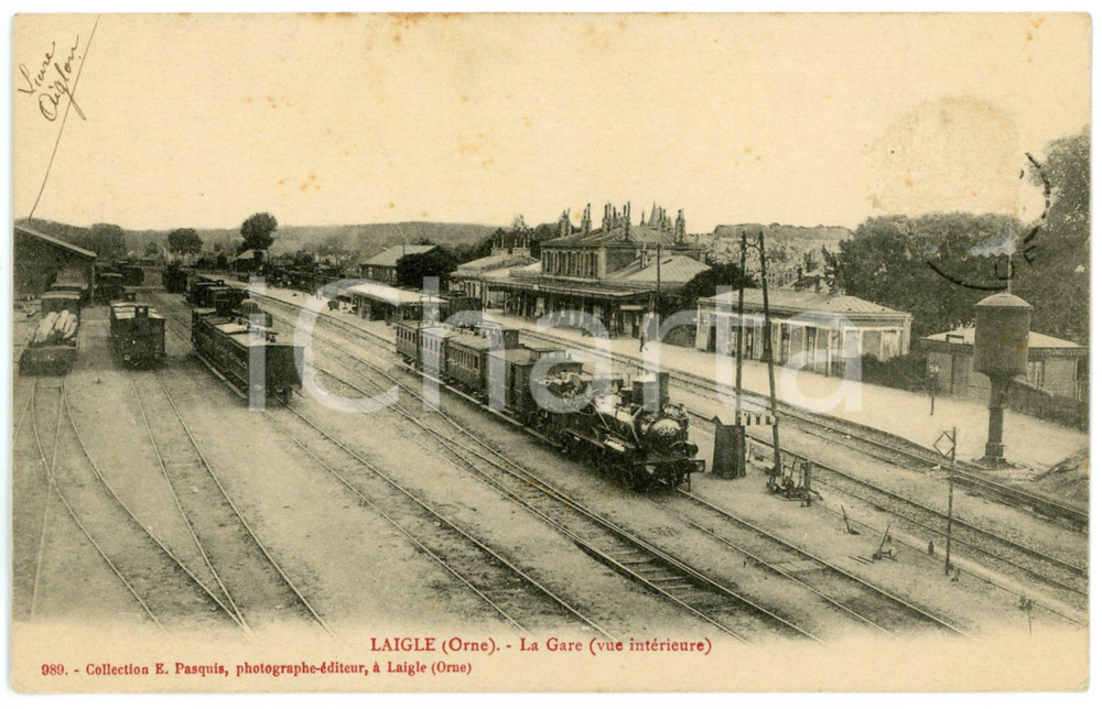 1913 L'AIGLE (Orne, FRANCE) La Gare (vue intérieure) Carte postale ANIMEE train  Cartolina postale d'epoca, scritta ma non viaggiata.CONDIZIONI: G (minime fioriture)FORMATO: FP    originale e autentica 1