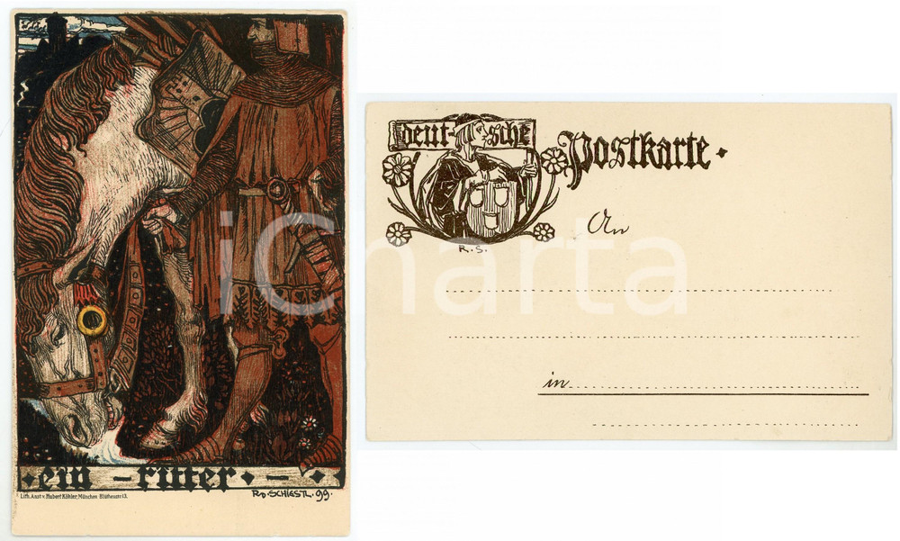 1899 GERMANY Artist Rudolf SCHIESTL - St. Lukas - AK Postcard  Cartolina postale d'epoca, non viaggiata. POOR/danneggiato piegatura angolare Formato: 9x14 cm originale e autentica 1