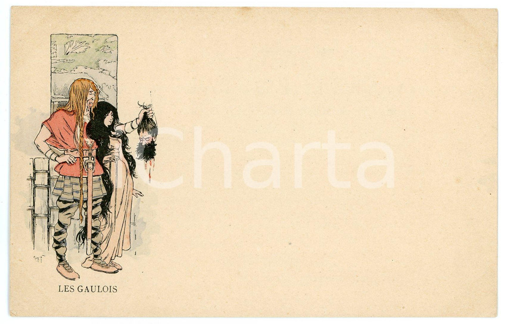 1905 ca ART NOUVEAU Artist Henry MORIN - Les Gaulois - Vintage postcard  Cartolina postale d'epoca, non viaggiata.CONDIZIONI: GFORMATO: FP    originale e autentica 1