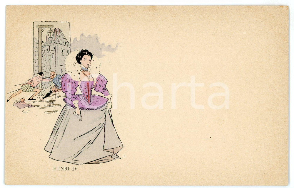 1905 ca ART NOUVEAU Artist Henry MORIN - Henri IV - Vintage postcard  Cartolina postale d'epoca, non viaggiata.CONDIZIONI: GFORMATO: FP    originale e autentica 1