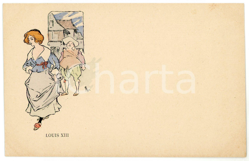 1905 ca ART NOUVEAU Artist Henry MORIN - Louis XIII - Vintage postcard  Cartolina postale d'epoca, non viaggiata.CONDIZIONI: GFORMATO: FP    originale e autentica 1
