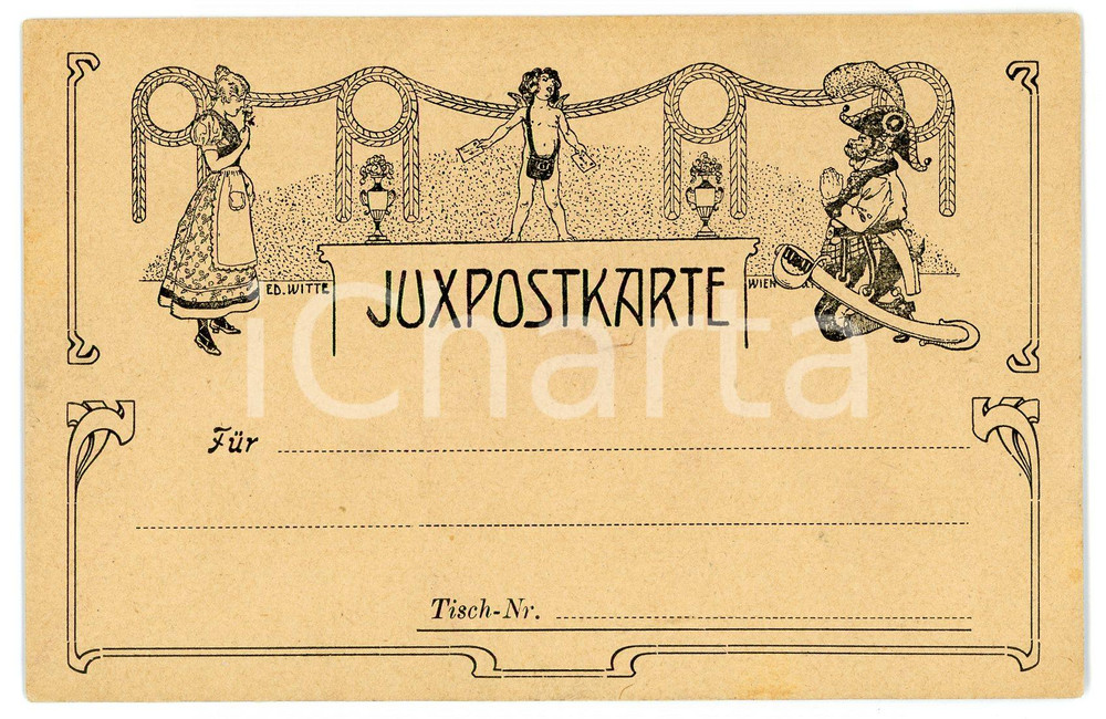1900 ca WIEN ART NOUVEAU Artist Eduard WITTE - Juxpostkarte *Postcard Cartolina postale d'epoca, illustrata, non viaggiata.CONDIZIONI: GFORMATO: FP    originale e autentica 1