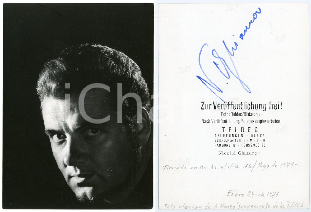 1971 Nicolai GHIAUROV Bulgarian bass - AUTOGRAPHED Photo 13x18 cm Fotografia d'epoca, con autografo. CONDIZIONI: G FORMATO: 13x18 cm     originale e autentica 1