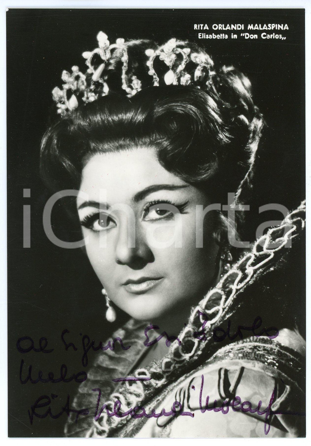 1971 Rita ORLANDI MALASPINA soprano - Elisabetta "Don Carlos" ^AUTOGRAPHED photo Fotografia d'epoca, con autografo. CONDIZIONI: GFORMATO: 11x15 cm     originale e autentica 1