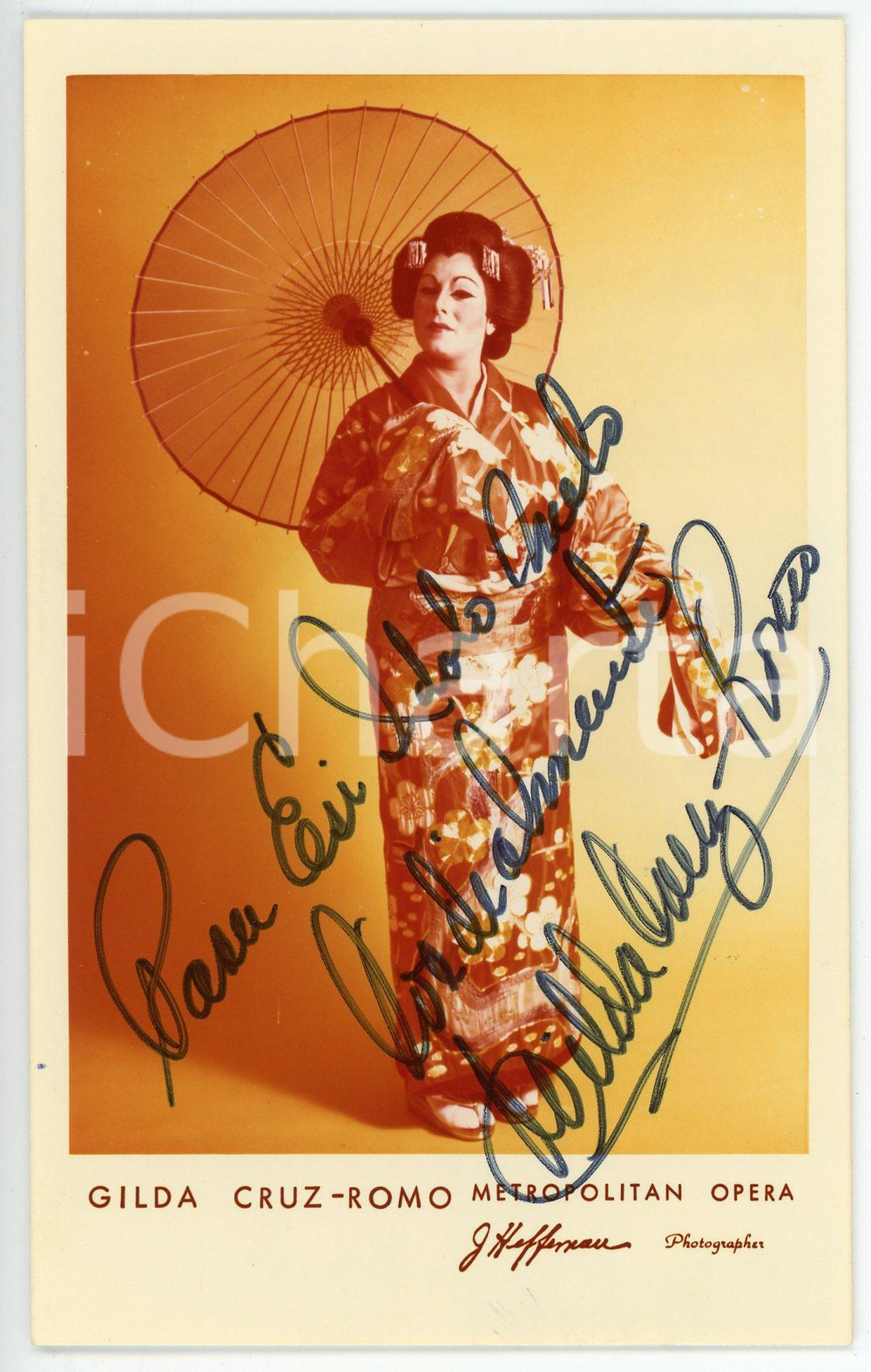 1978 Gilda CRUZ-ROMO soprano - "Madame Butterfly" - AUTOGRAPHED photo Fotografia d'epoca, con autografo.Didascalia con data al verso. CONDIZIONI: GFORMATO: 9x14 cm     originale e autentica 1