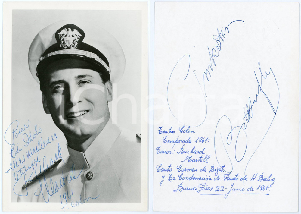 1961 BUENOS AIRES Richard MARTELL opera tenor as Pinkerton - AUTOGRAPHED Photo Fotografia d'epoca, con autografo. CONDIZIONI: GFORMATO: 13x18 cm     originale e autentica 1