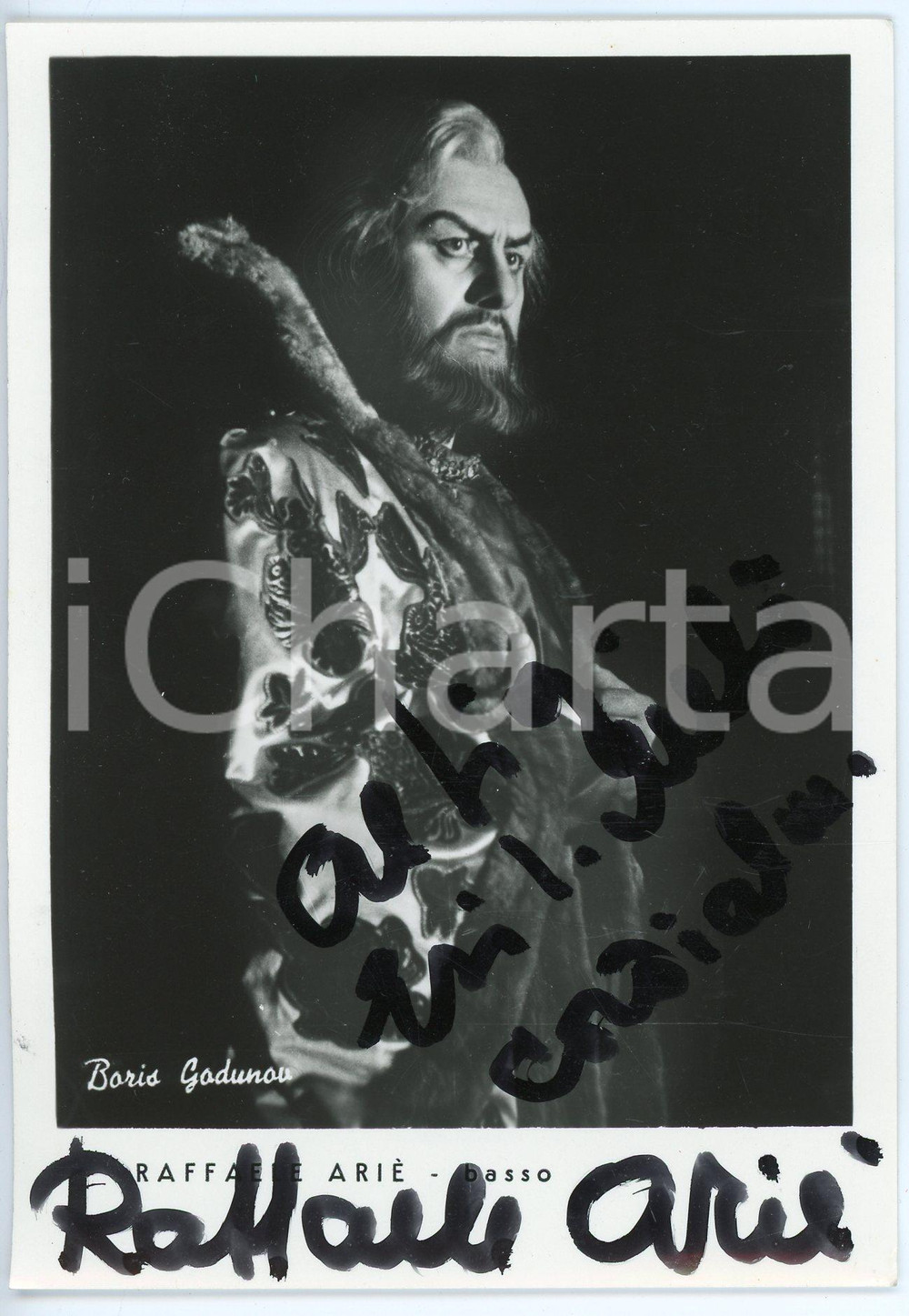 1961 Raffaele ARIE' basso in "Boris Godunov" - Foto con AUTOGRAFO 11x15 cm Fotografia seriale d'epoca, con autografo. CONDIZIONI: GFORMATO: 11x15 cm     originale e autentica 1