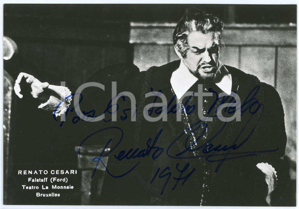 1971 BRUXELLES Théâtre La Monnaie  - Renato CESARI in "Falstaff"- Foto AUTOGRAFO Fotografia d'epoca, con autografo. CONDIZIONI: GFORMATO: 15x10 cm    originale e autentica 1