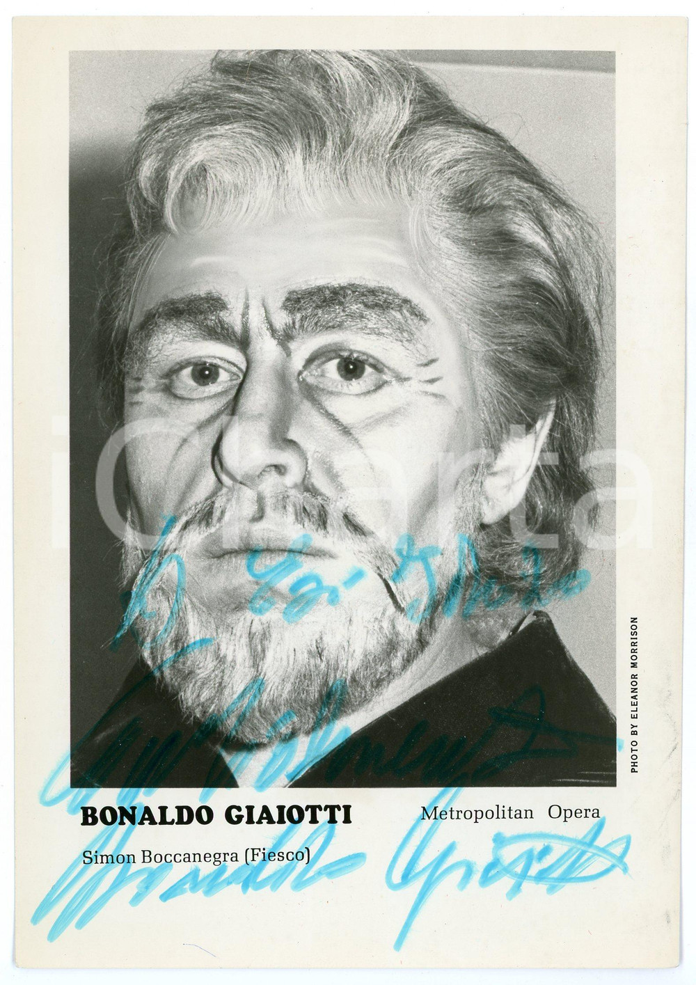 1972 LIRICA Basso Bonaldo GIAIOTTI in "Simon Boccanegra" - Foto con AUTOGRAFO Fotografia d'epoca, con autografo. CONDIZIONI: G FORMATO: 13x18 cm    originale e autentica 1