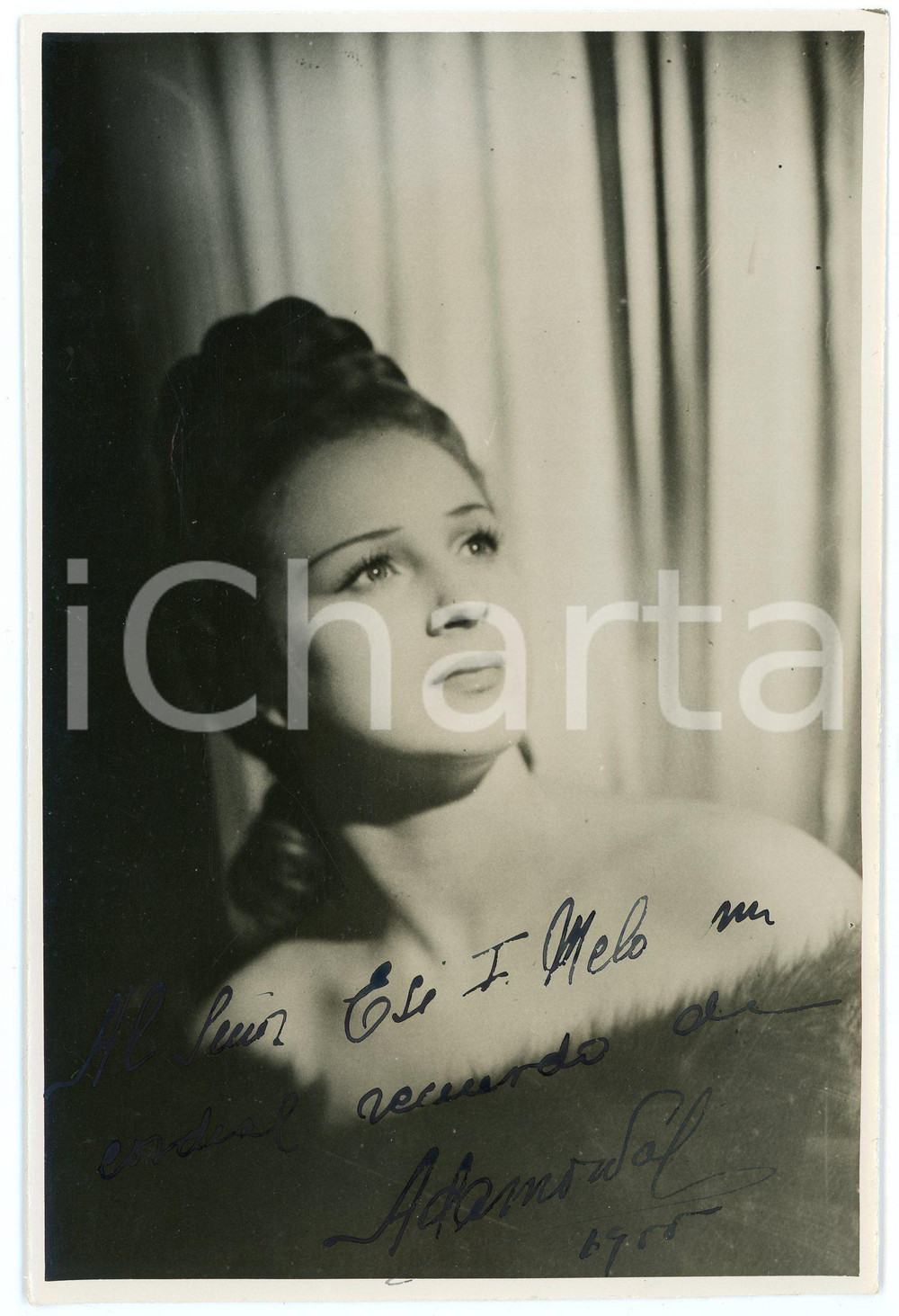 1950 ARGENTINA Bailarina Adela ADAMOVA - AUTOGRAPHED photo 12x18 cm Fotografia d'epoca, con messaggio autografo. CONDIZIONI: F (piccola piegatura al lato sinistro)FORMATO:  12x18 cm     originale e autentica 1
