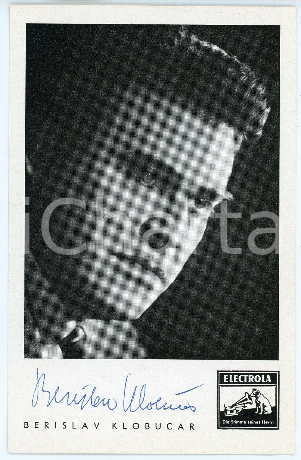 1963 Berislav KLOBUCAR opera conductor - AUTOGRAPHED photo ELECTROLA Fotografia seriale d'epoca, pubblicitaria, con messaggio autografo. CONDIZIONI: F (piegatura angolare)FORMATO: 9x14 cm     originale e autentica 1