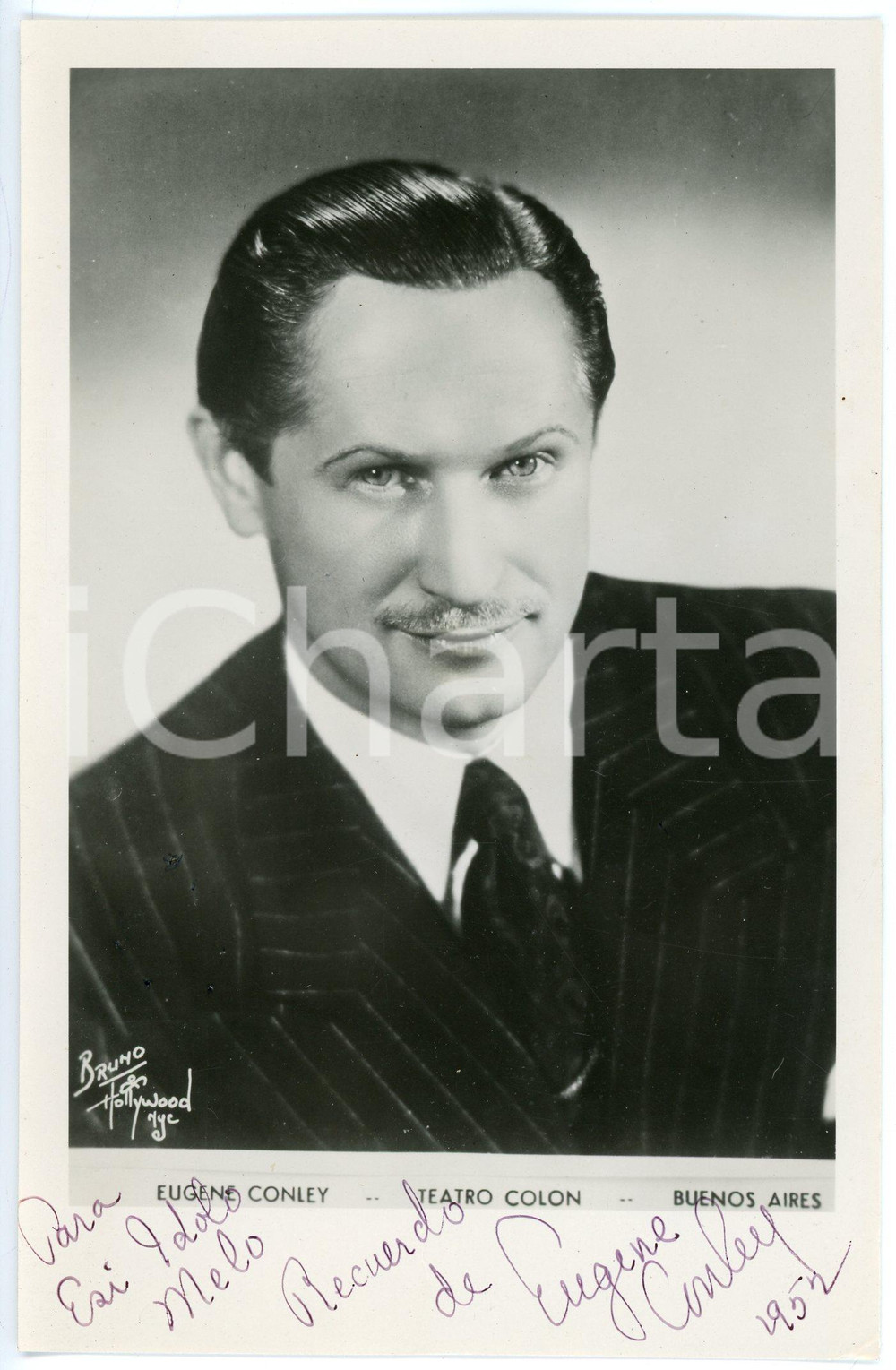 1952 Eugene CONLEY American operatic tenor - AUTOGRAPHED Photo 12x18 cm Fotografia d'epoca, con autografo. CONDIZIONI: F (piegature)FORMATO: 12x18 cm     originale e autentica 1