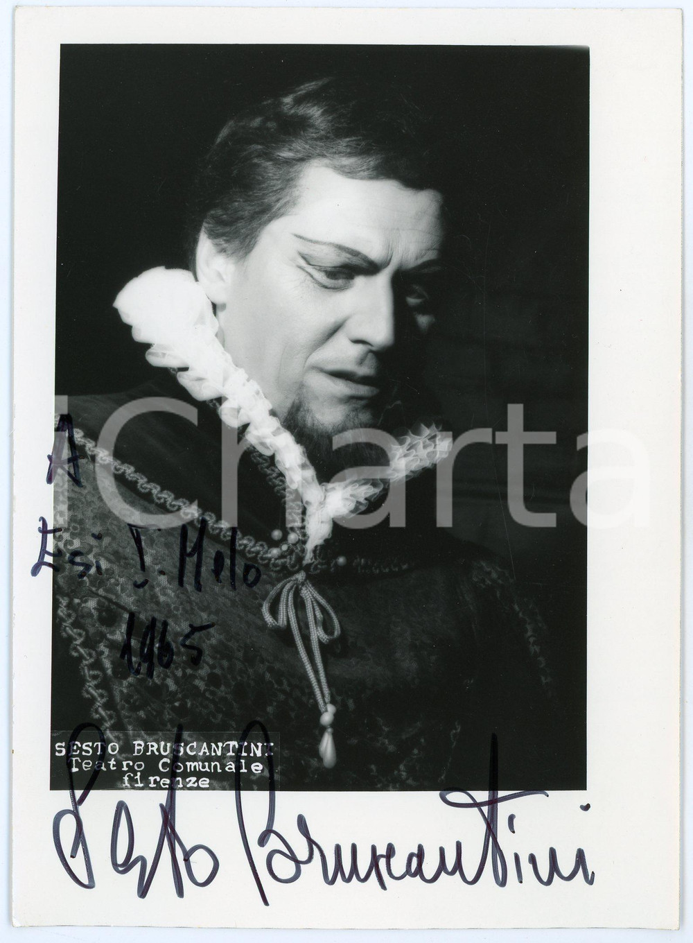 1965 FIRENZE Sesto BRUSCANTINI baritono - Fotografia con AUTOGRAFO 13x18 Fotografia d'epoca, con autografo. CONDIZIONI: GFORMATO: 13x18 cm     originale e autentica 1