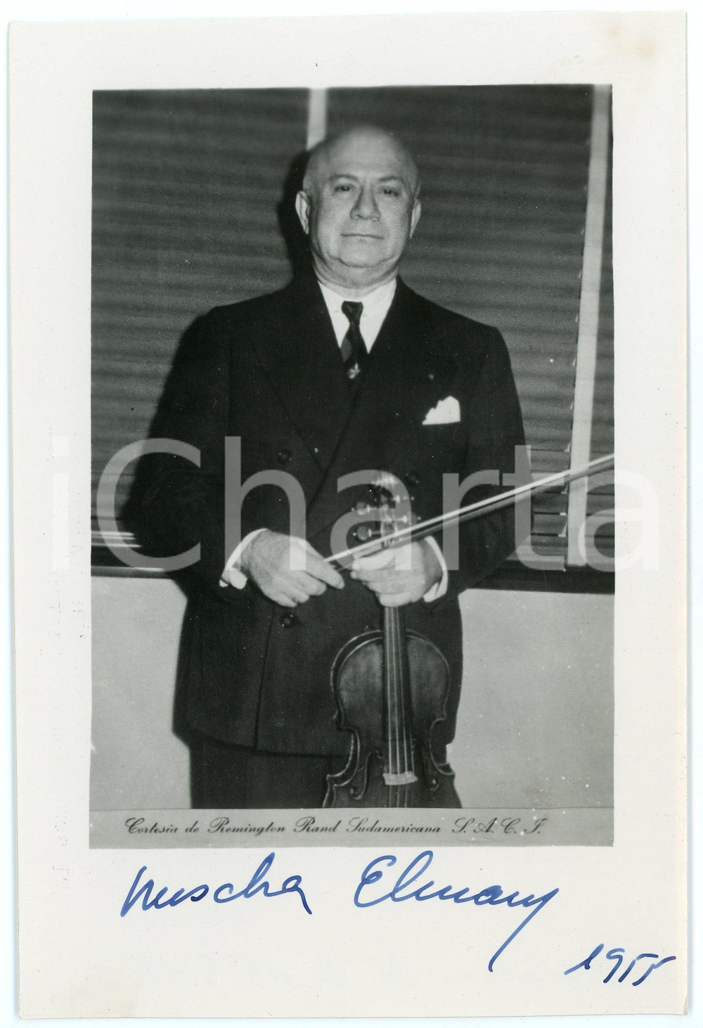 1955 Mischa ELMAN violinist - AUTOGRAPHED Photo 12x18 cm Fotografia d'epoca, con autografo. CONDIZIONI: F (piegatura al lato sinistro)FORMATO: 12x18 cm     originale e autentica 1