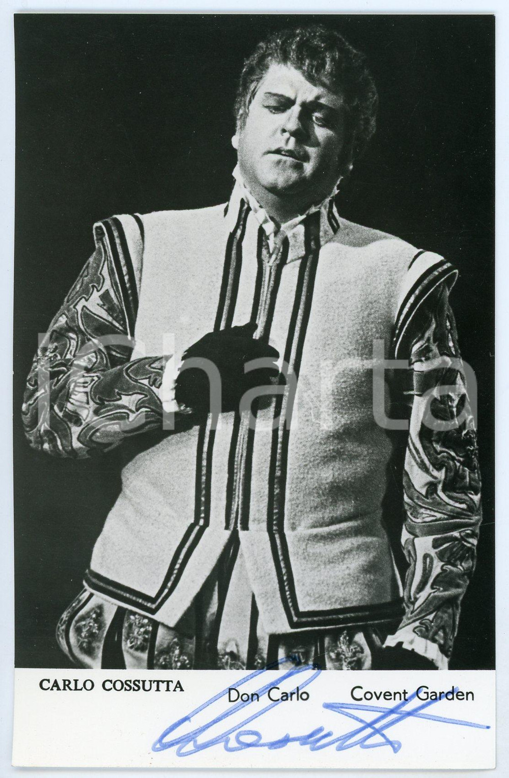 1968 LONDON Covent Garden - Carlo COSSUTTA tenor - "Don Carlo" SIGNED Photo Fotografia seriale d'epoca, con autografo. CONDIZIONI: GFORMATO: 9x14 cm     originale e autentica 1
