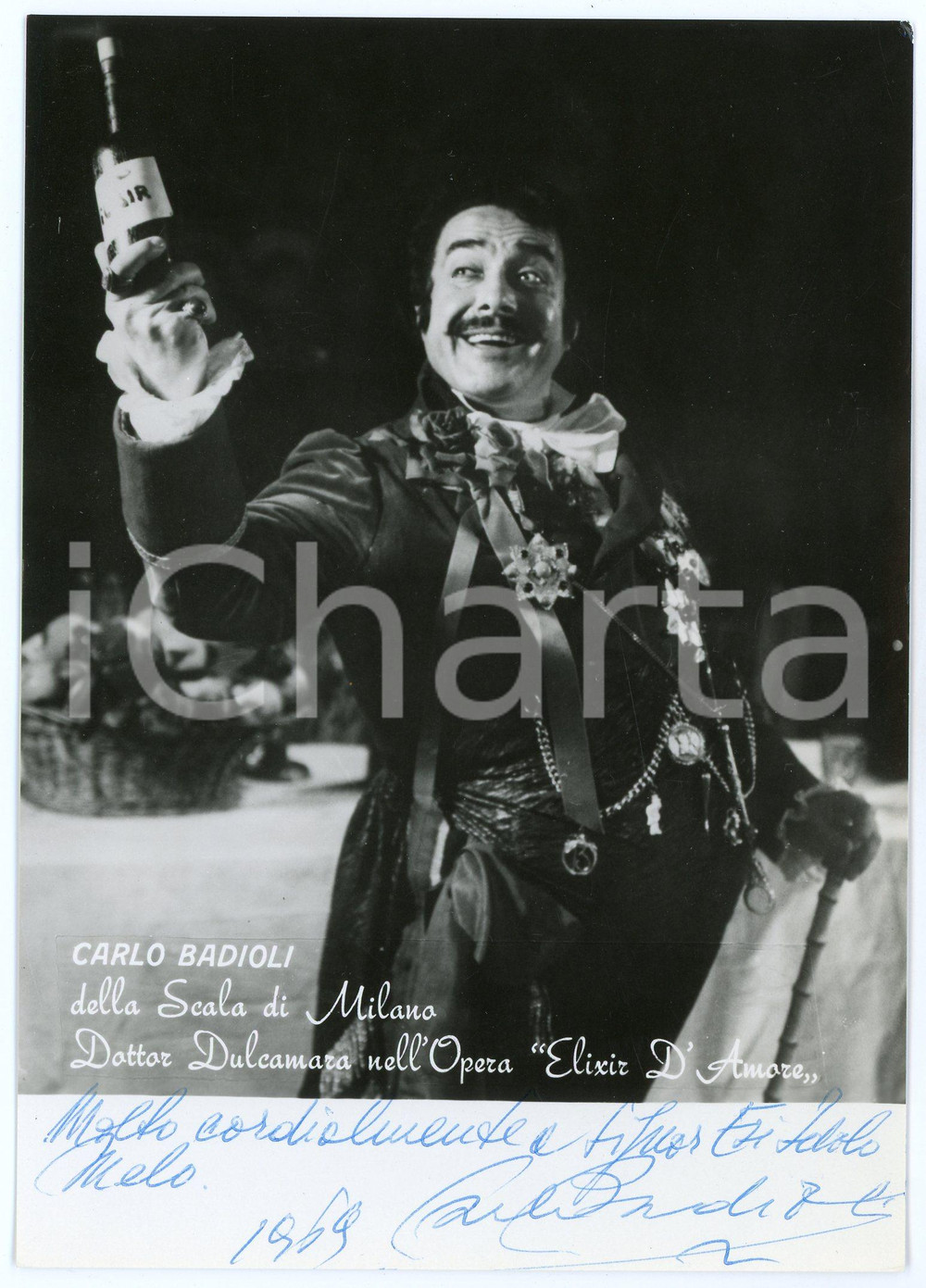 1969 LIRICA Basso Carlo BADIOLI in "L'elisir d'amore"- Foto con AUTOGRAFO 13x18 Fotografia d'epoca, con autografo. CONDIZIONI: GFORMATO:  13x18 cm     originale e autentica 1