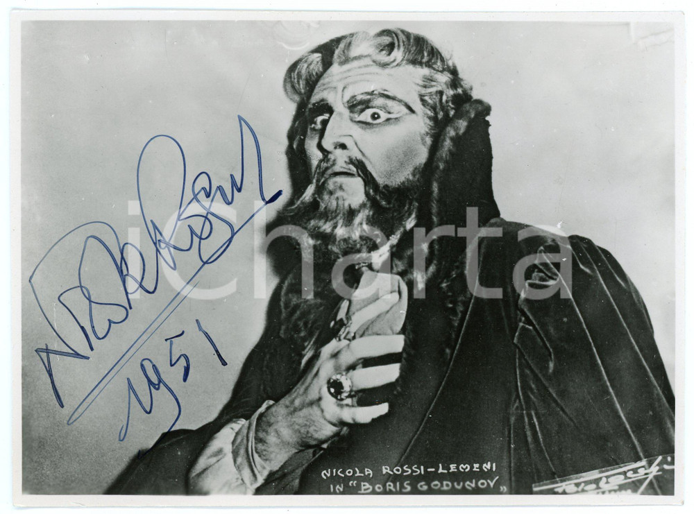 1951 Basso Nicola ROSSI-LEMENI "Boris Godunov" ^Foto con AUTOGRAFO 17x13 cm Fotografia d'epoca, con autografo. CONDIZIONI: G (minime piegature)FORMATO: 17x13 cm     originale e autentica 1