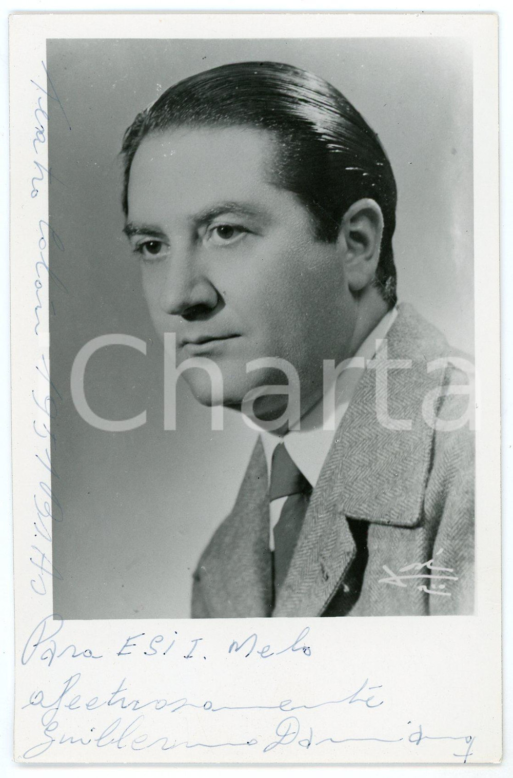 1951 BUENOS AIRES Baritono Guillermo DAMIANO - Ritratto - Foto AUTOGRAFO 9x14 Fotografia d'epoca con autografo. CONDIZIONI: GFORMATO: 9x14 cm    originale e autentica 1