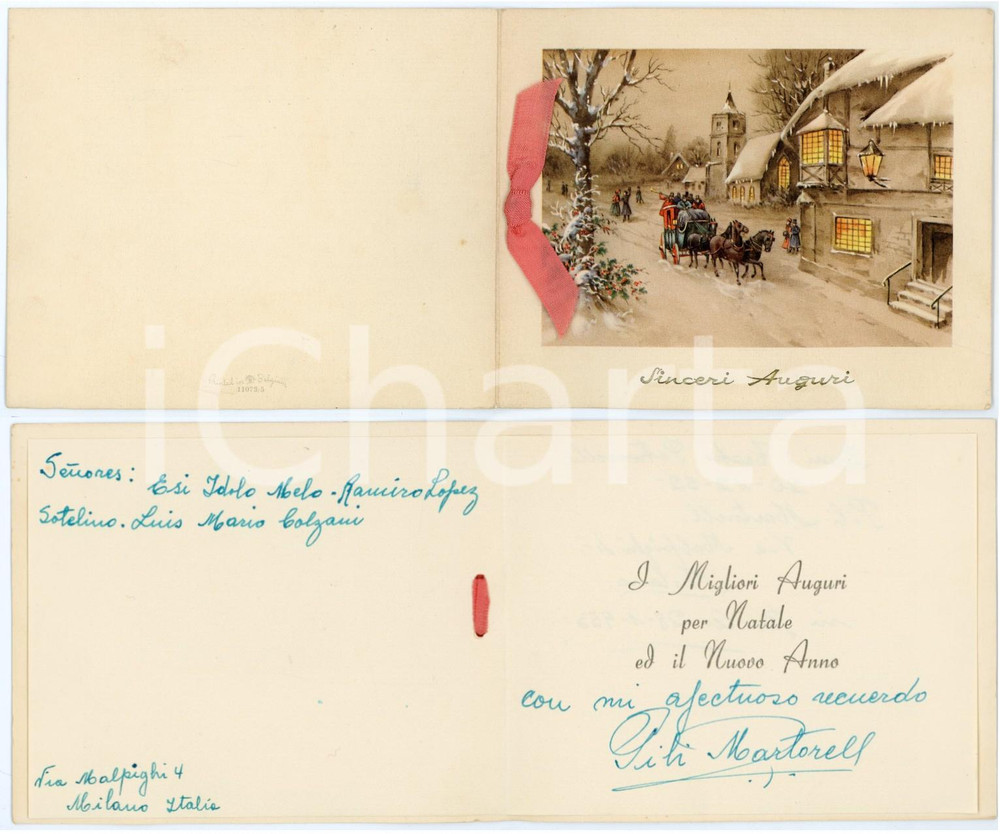 1953 Soprano Pili MARTORELL - Biglietto auguri con AUTOGRAFO Biglietto augurale con messaggio autografo. CONDIZIONI: GFORMATO: 14x11 cm     originale e autentica 1