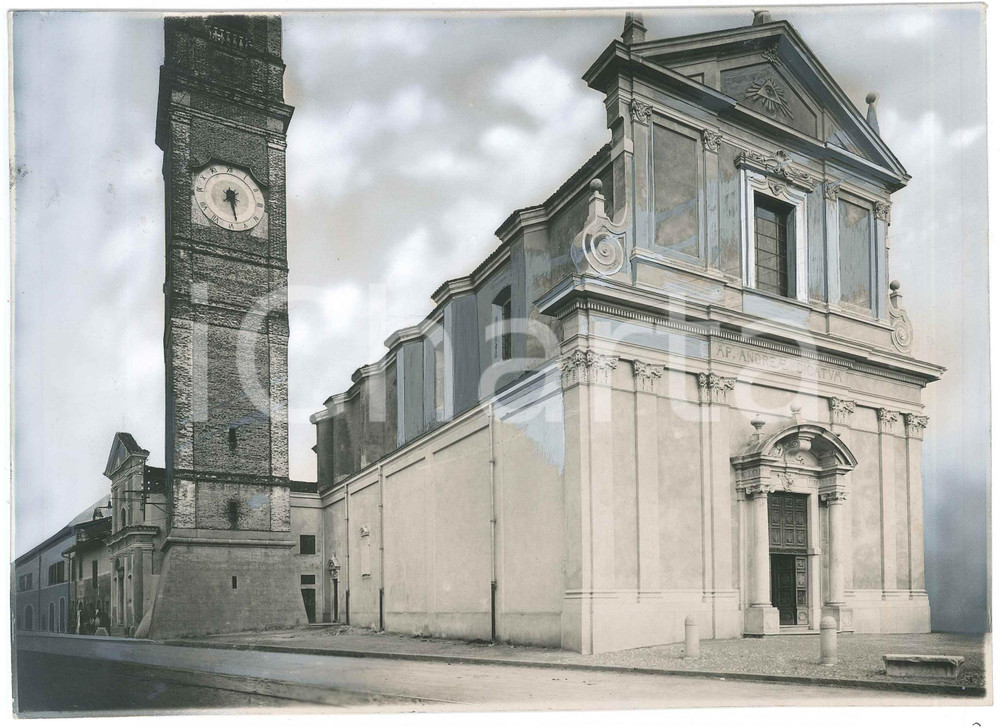1940 ca POMPIANO (BS) Chiesa di S. Andrea Apostolo - Foto 23x17 cm  Fotografia d'epoca. POOR/danneggiato evidenti ritocchi manuali Formato: 23x17 cm originale e autentica 1