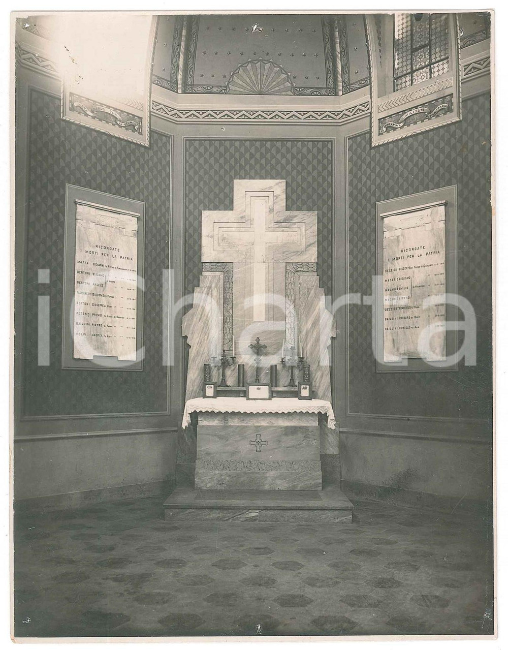 1930 ca LOVERE (BG) Cappella ai Caduti per la Patria - Foto CRISTILLI 13x18 cm  Fotografia d'epoca. FAIR/discreto fori di affissione angolari Formato: 13x18 cm originale e autentica 1