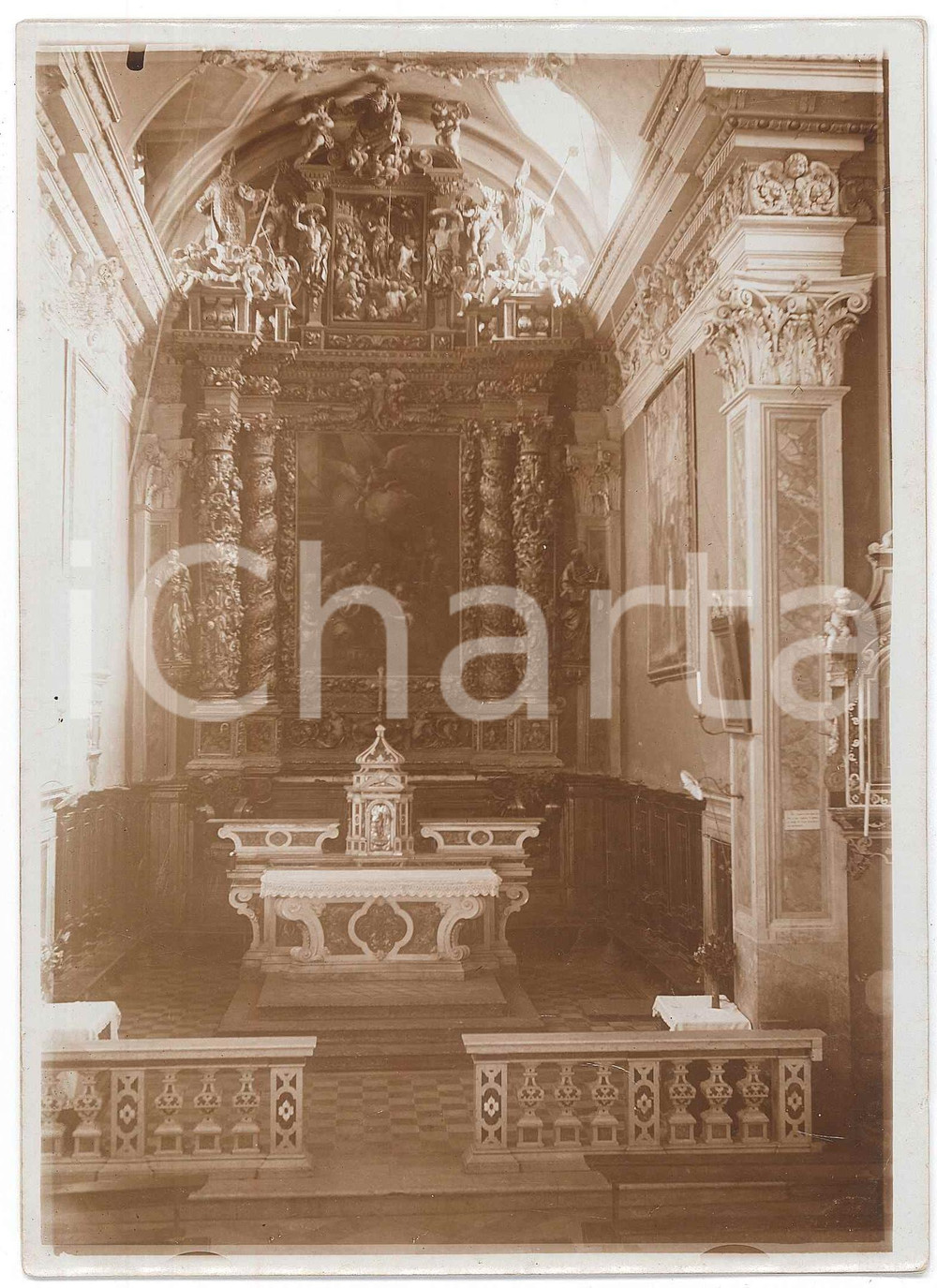 1930 ca ZONE (BS) Chiesa San Giovanni Battista - Altare maggiore - Foto 13x18 cm  Fotografia originale, con didascalia al verso. FAIR/discreto difetti di stampa Formato: 13x18 cm originale e autentica 1