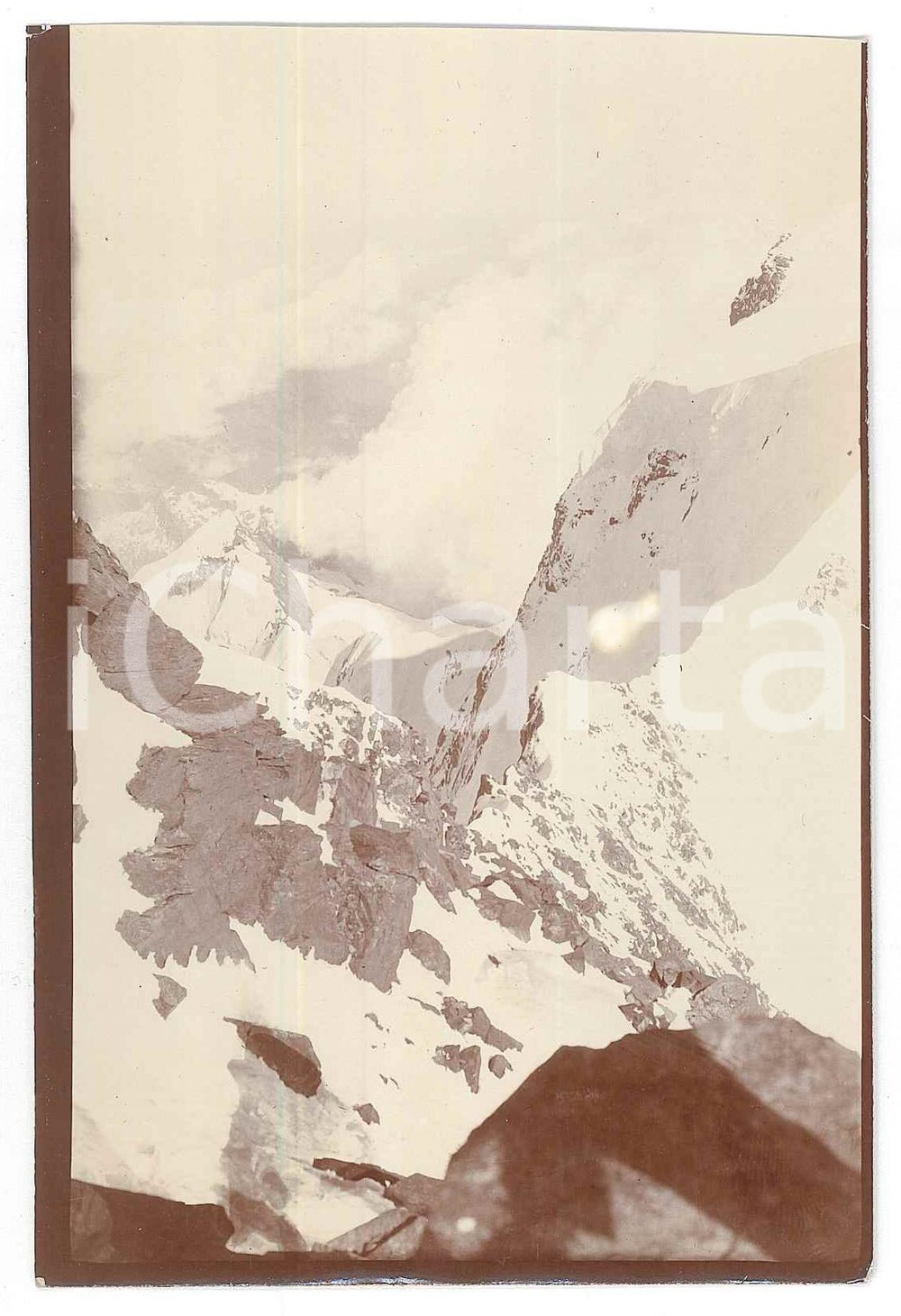 1900 ca MONTE ROSA - PUNTA DUFOUR Colle Signal - Punta Gnifetti - Foto 9x13 cm Fotografia d'epoca. FAIR/discreto Lievi smussature agli angoli Formato: 9x13 originale e autentica 1