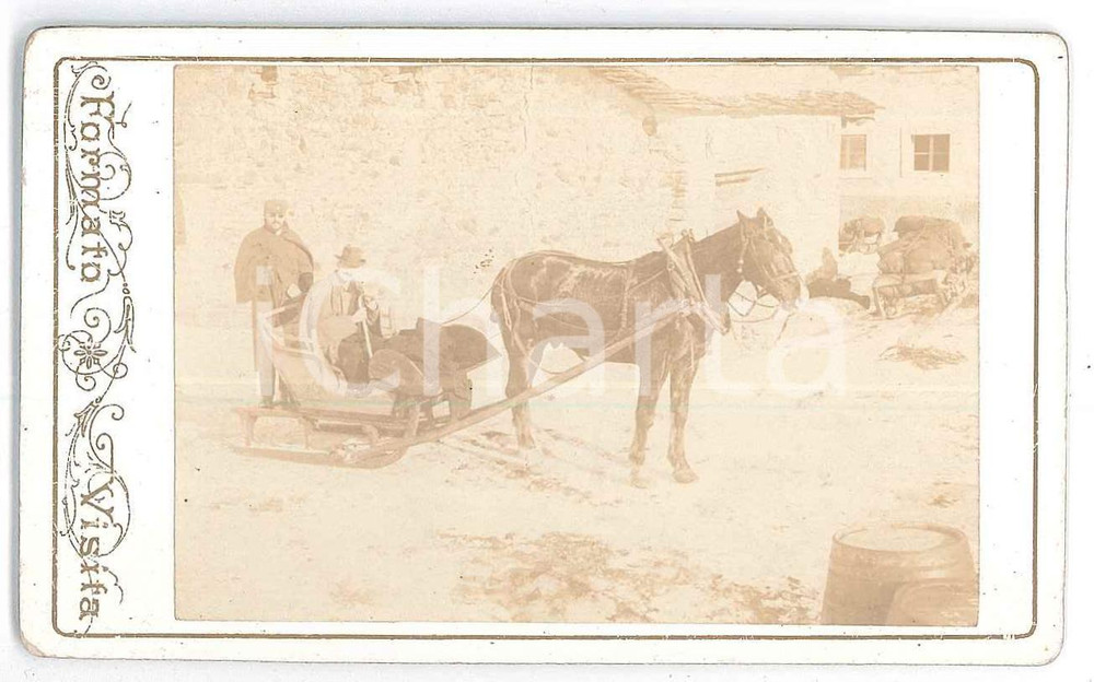 1880 ca ITALIA - ALPI - Slitta trainata da cavallo - Foto ANIMATA CDV  Fotografia d'epoca, su cartoncino rigido. GOOD/buono  Formato: 10x6 cm originale e autentica 1