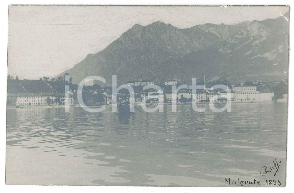 1893 MALGRATE Batell sul LAGO DI COMO Fotografia Raffaele PEDRETTI  Fotografia d'epoca.FOTOGRAFO: Raffaele PedrettiSTAMPA: Premiata Fotografia Luigi Guerra - Milano FAIR/discreto Lievi smussature agli angoli Formato: FP originale e autentica 1