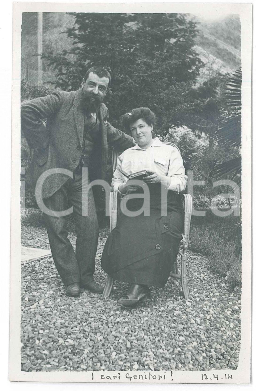 Fotografia d epoca originale 1914 GHIFFA ? Raffaele PEDRETTI con la moglie  Fotografia 1